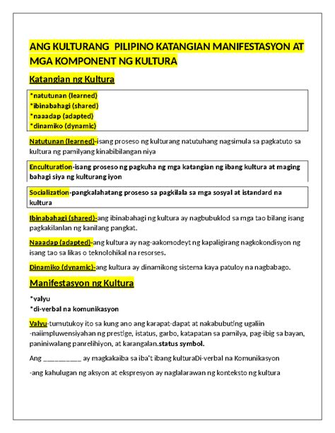 KATANGIAN MANIFESTASYON AT MGA .
